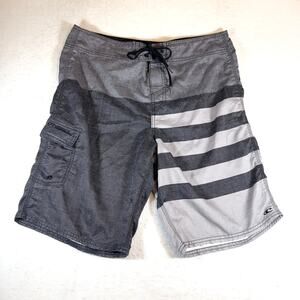 O'Neill Boardshort Men 34W Side Pocket Hook/Loop Fly & String Swim Beach Grey